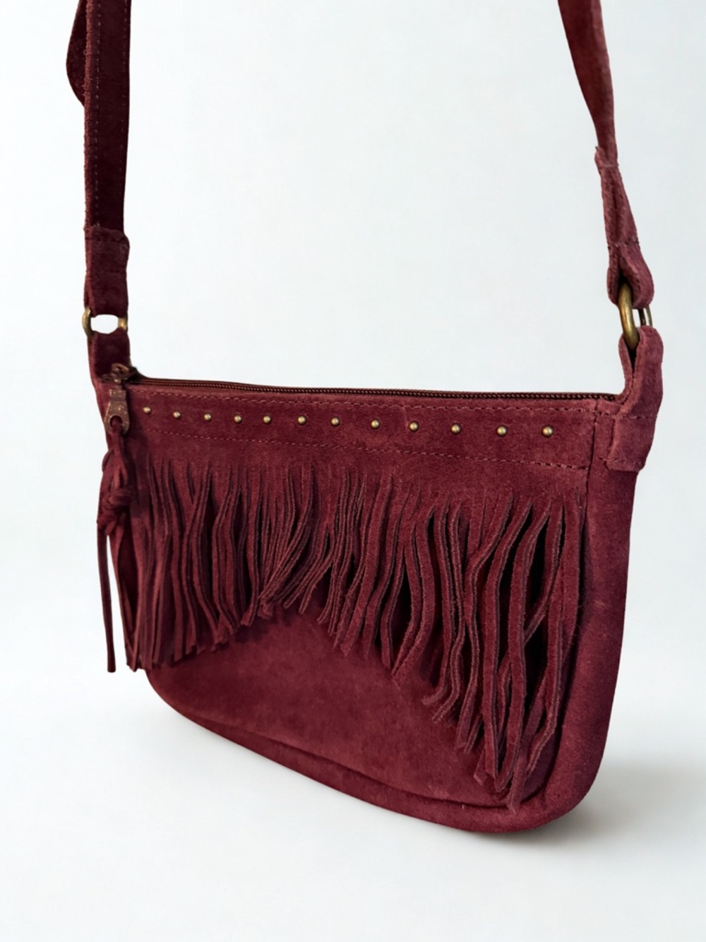 3/$40 Minnetonka Burgundy Suede Fringe Crossbody